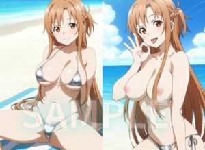 SAOプライベートビーチで野外露出おま○こ弄り こんなの射精不可避w