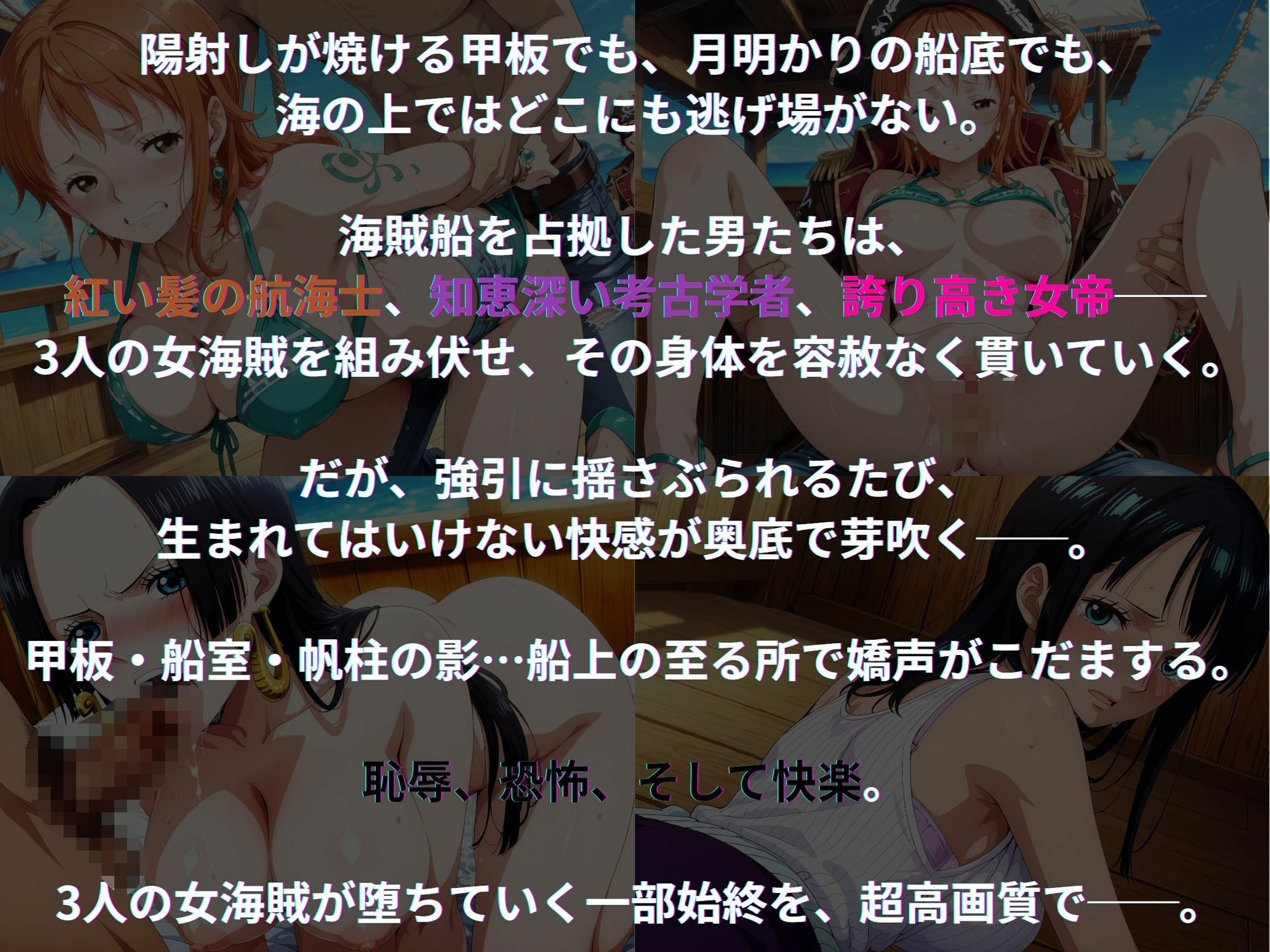 船上で犯●れる3人の女海賊たち ◯NE PIECE〜海賊船編〜 エロすぎるやろ...