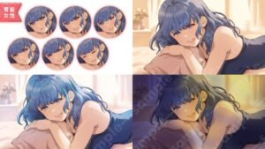 【ASMR・スチル素材】枕元で囁く彼女イラストセット|髪色・表情・背景差分+デコ・文字素材付き(商用OK・全106点)エロすぎるやろ...