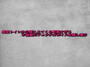 個室トイレから聞こえてくる卑猥すぎる不倫妻のフェラチオボイスを隠し撮り エロすぎるやろ...