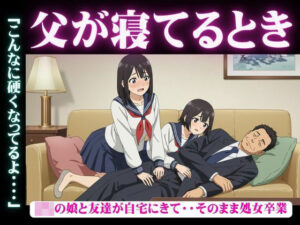 父が寝てるとき|JKの娘と友達が自宅にきて・・そのまま処女卒業「こんなに硬くなってるよ・・・・ おすすめ作品!!
